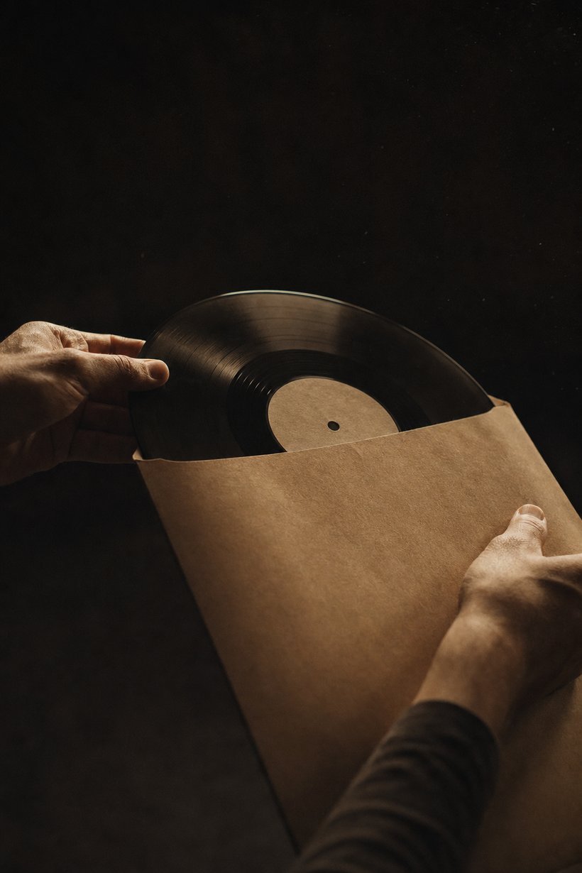 4e de couverture — un vinyle glissé dans sa pochette kraft
